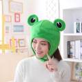 Cute Plush Frog Hat, Winter Scarf Cap, Ears Winter Ski Hat, Full Headgear Novelty Party Dress up Cosplay Costume, Green.