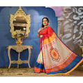 Bishworang Multi Half Silk Embroidary, Screen Print & Patchwork Saree With Blouse. 