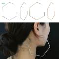 Simple Hexagonal Geometric Ear Studs Earrings Jewelry - Golden.