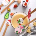 Cake Cream Silicone Spatula Christmas Themed Wooden Handle Pastry Batter Mixing Scraper Baking Decorating Tools Kitchen Utensils.