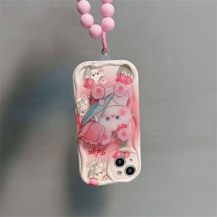 Phone%20Case%20For%20Compatible%20For%20iPhone%2011%2012%2013%2014%2015%20Pro%20Max%2013%20Mini%2014%2015%20Plus%20Casing%20Fashion%20Cartoon%20Bracelet%20Chain%20Cute%203D%20Rabbit%20Flower%20Holder%20Clear%20Shockproof%20Back%20Cover%20TPU%20Silicone%20Soft%20-%20Image%206