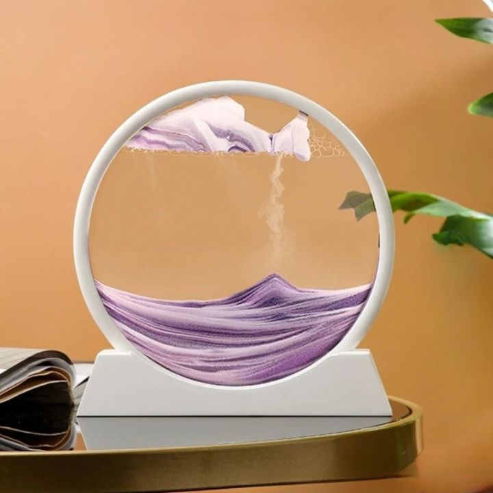 3D Flowing Sand Painting Moving Sand Art Picture Round Glass Deep Sea Sandscape Hourglass Quicksand Craft Office Home Decor Gift