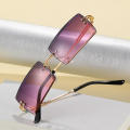 Sunglasses Square Glasses Rimless Shades Rectangle Sunnies Vintage Eyewear. 