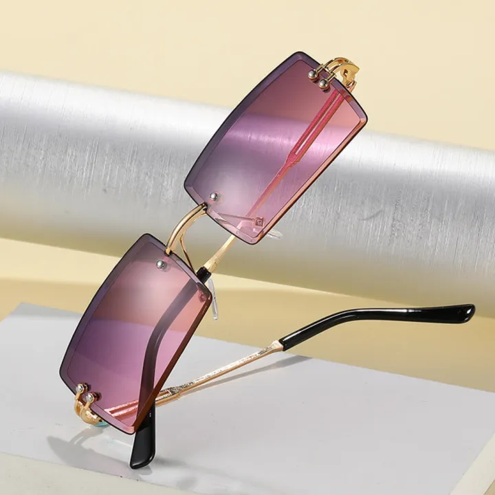 Sunglasses%20Square%20Glasses%20Rimless%20Shades%20Rectangle%20Sunnies%20Vintage%20Eyewear%20-%20Image%206