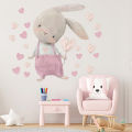 60×40Cm Cute Pink Rabbit Love Balloon Wall Stickers Poster Art Car Decal Kids Room Decoration Favors Wallpaper 1Pcs.
