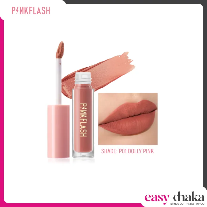 PINKFLASH Melting Matte Waterproof Lipcream - P01 Dolly Pink (PF-L01)