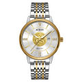 JUNYU fully automatic movement trend luminous waterproof men's watch stainless steel strap butterfly buckle men's watch business.