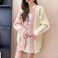 Japanese Milk Blue Cardigan Girl Sweater 2022 Autumn Outerwear Design Blouse Women's New Coat Knitwear.