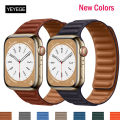 Leather Link For Apple Watch Band 46mm 42 45mm 41 44mm 40mm 49mm Original Magnetic Loop Bracelet iWatch Series 10 Ultra 2 Strap. 
