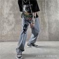 GOF Cactus Printed Jeans Men's Fashion Brand Loose Straight Wide-Leg Pants Street Hip-Hop Fashion Light Color ins. 