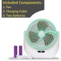 JY SUPER 1880 (RECHARGEABLE PORTABLE USB FAN) With LED Light, 2400mAh Battery 1400 mm Silent Operation 3 Blade Table Fan. 