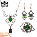 Spider-Shaped Faux Gem Necklace Earrings Ring Alloy Exaggerated Women Halloween Ornament Party Jewelry. 