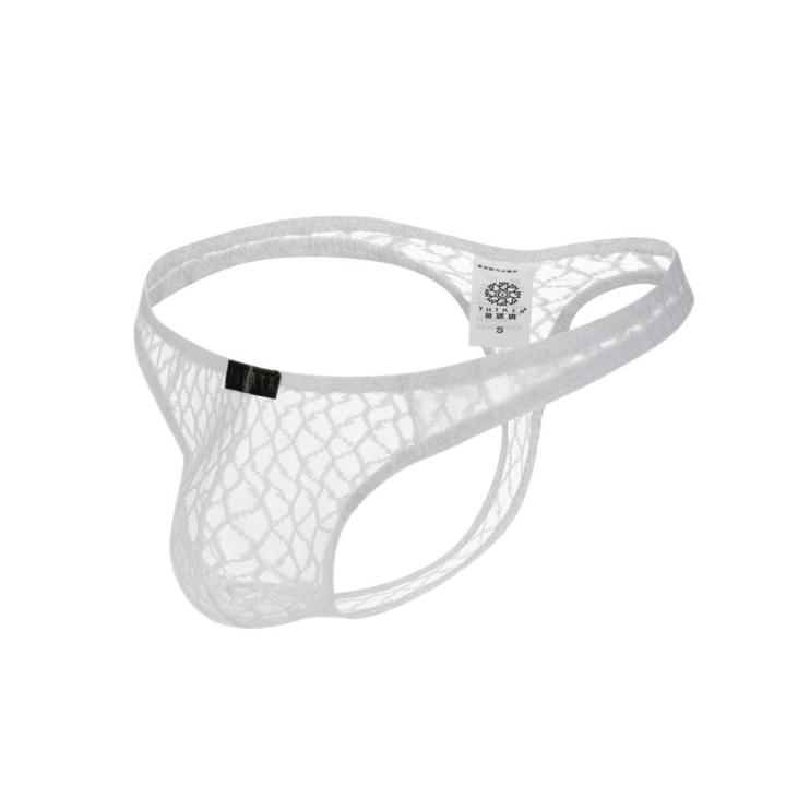 New Men Low-Waisted Sexy Transparent Lace Men's Underpants T-back Underwear