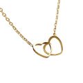 Interlocked Double Heart Necklace Stainless Steel Hollow Heart Pendant Clavicle Necklace Women Sisters Jewelry. 