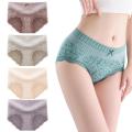 High Elastic Underwear Women's High Waist Lace Comfortable Breathable Bow Cotton Briefs. 