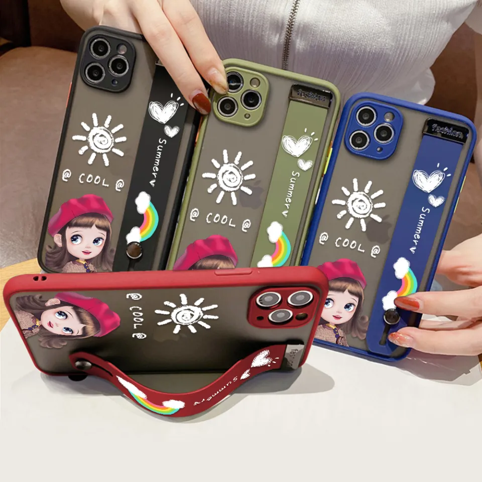 Hontinga for Realme C2 Back Cover With Wristband Cute Red Hood