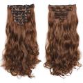 【DIV MALL】（NEW）17 Clips in Hair Extension Wig Long Curly Natural Fluffy Wigs 8pcs/set Full Head Set. 