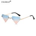 Fashion Diamond Shape Rimless Sunglasses Women Men Cat Eye Triangle Sun Glasses Party Funny Eyewear Female Gafas De Sol UV400.