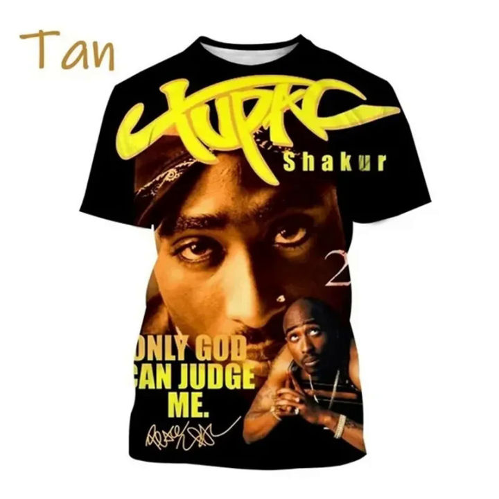 New Fashion Hip-hop Rapper Tupac Shakur 3D Printed T-shirt Fashion Personality 2Pac Hip-hop Street Style Neutral Casual T Shirt