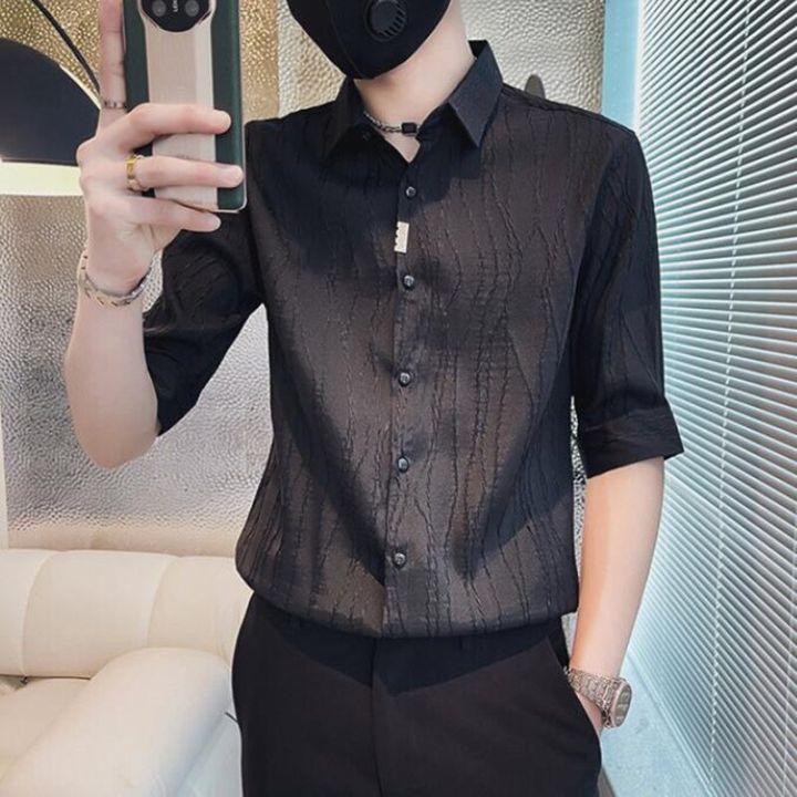 2022%20Spring%20Casual%20Shirt%20Men%20Half%20Sleeve%20Slim%20Fit%20Business%20Formal%20Dress%20Shirts%20Social%20Party%20Nightclub%20Stripe%20Tuxedo%20Men%20Clothing%20-%20Image%206