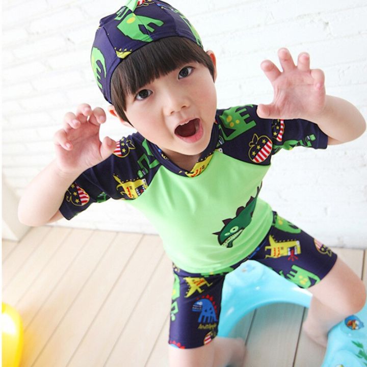 Children%20Boy%20Swimsuit%20Cartoon%20Dinosaur%202%20Pieces%20Swim%20Suits%20Sunblock%20Beach%20Costume%20Bodysuit%20With%20Cap%20Kids%20Boys%20Swimwear%202-13Y%20-%20Image%202