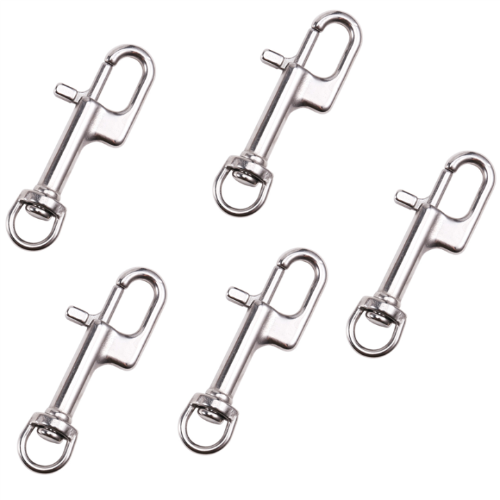 5PCS 316 Stainless Steel Swivel Eye Bolt Spring Snap Hook Single Head Hook Marine Diving D Ring Snap Hooks with Swivel