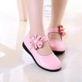 Kids Summer Bow-knot Black Student Sandals Fashion Girls Leather Shoes for Children Wedding Dress Princess School Shoes. 