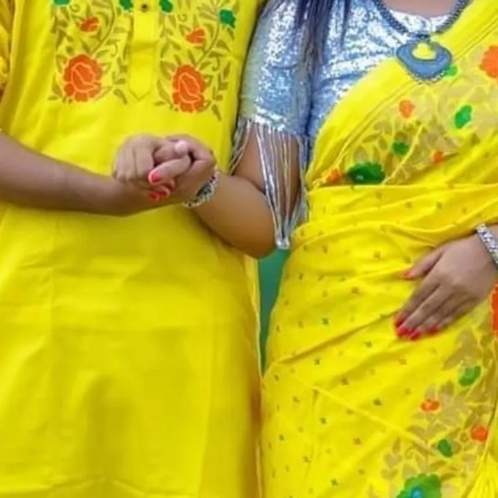 Screen%20Print%20Saree%20and%20Dhupian%20Block%20Print%20Punjabi%20(Sari%20and%20Punjabi)%20for%20Combo%20Couples%20Set%20-%20Image%203