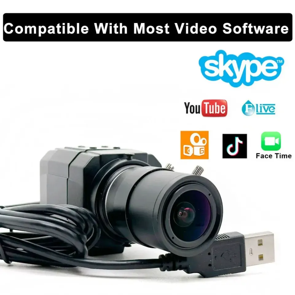 HD 4K 2K USB Metal Box PC Webcam 8MP 4MP With 6mm and