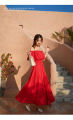 IELGY Women's dress beach long solid color dress casual simple one-shoulder versatile fashion. 