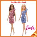 Babrie T7580 Glitz Doll Assortment Barbie Blonde Hair Blue Eyes with Short Blue Sequins Mini Dress and Silver Platform Shoes. 