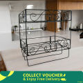 Black Metal 2-Layer Quranee Stand with 3 Jainamaz Hangers – Ideal for Home or Mosque Use.. 
