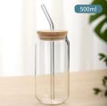550ml Glass Cup With Lid and Straw Transparent Bubble Tea Cup Juice Glass Beer Can Milk Mocha Cups Breakfast Mug Drinkware 1Pcs. 