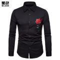 Retro Floral Shirts Men New 2018 Luxury Rose Embroidery Dress Shirt Long Sleeve Chemise Homme Social Streetwear Hawaiian Shirt. 