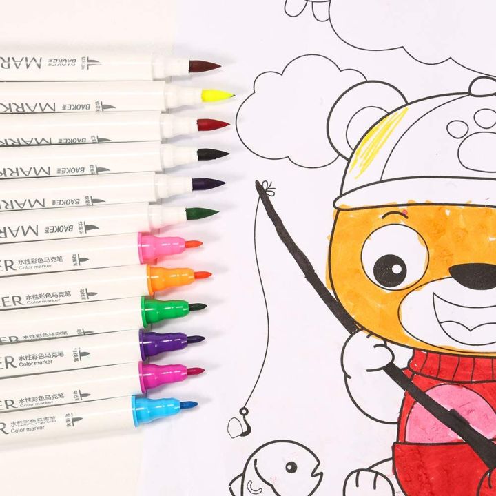 Baoke%20Dual%20Tip%20Colorful%20Marker%20Pen%2012%20Colors%20-%20Image%203