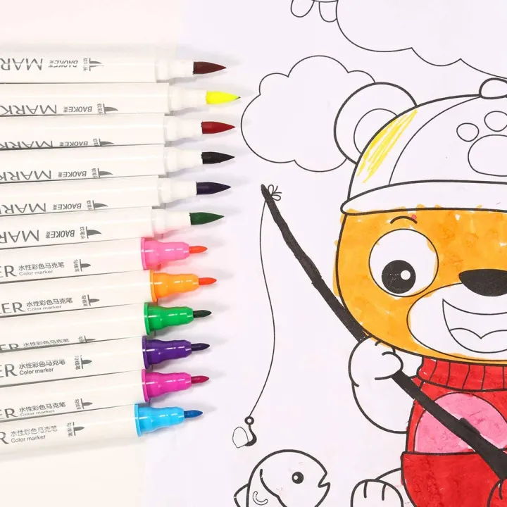 Baoke%20Dual%20Tip%20Colorful%20Marker%20Pen%2012%20Colors%20-%20Image%203