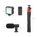 Jumpflash KIT-04LM Vlogging Kit Smartphone Video Rig Kit Includes 1 LED Light 1 Tripod 1 Microphone 1 Phone Holder 1 Re-mote Control for Photography Recording.