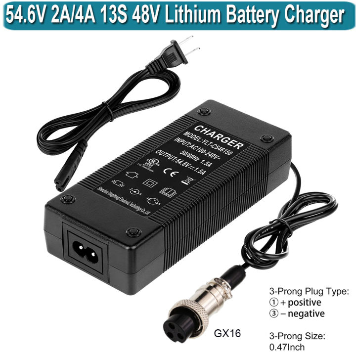 54.6V 2A 4A Li ion Battery Charger for 13S 48V Lithium Li-ion Battery Charger,54.6 Volt Li-ion Charger Power Adapter Supply