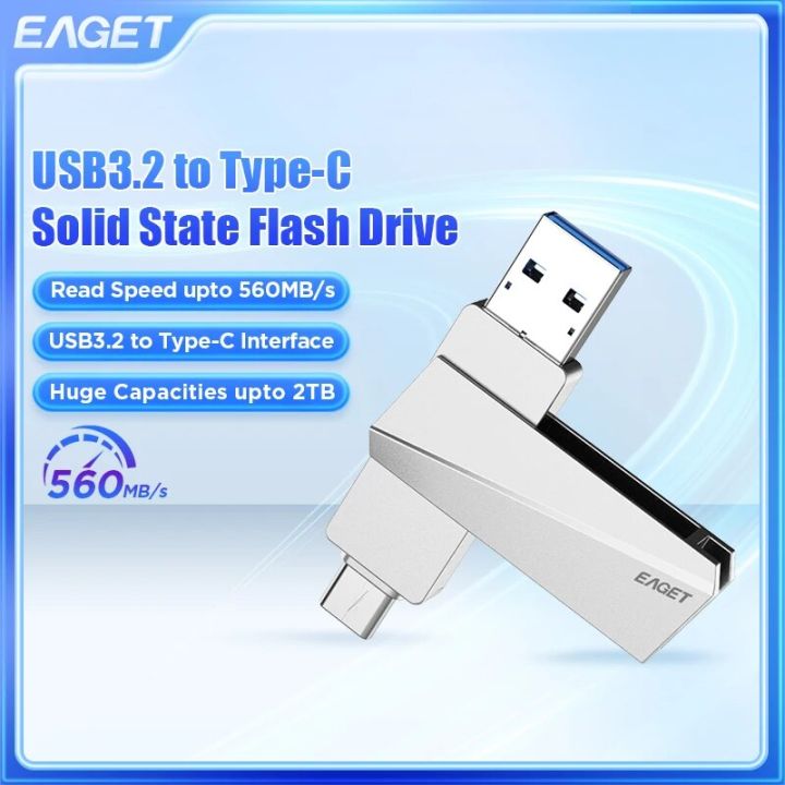 Eaget USB 3.2 Solid State Pen Drive 560MB/s High Speed SU60 Type C Flash Drive SSD 1TB 512GB 256GB 128GB Gen 2 Pendrive Flash