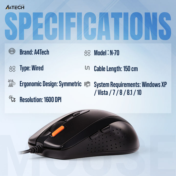 A4TECH%20N-70FX%20Office%20Mouse%20-%201600%20DPI%204-Level%20Adjustable%20-%20Dual-function%20key%20-%20For%20PC/Laptop%20-%20Black%20-%20Image%203
