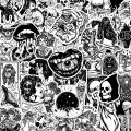 10/30/50PCS Black White Gothic Style Horror Skeleton Graffiti Stickers DIY Laptop Luggage Guitar Skateboard Car Decal Kid Toy F3. 