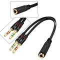 3.5mm 1 Female to 2 Male Headphone & Mic Plugs Audio Y Splitter Cable Cord. 