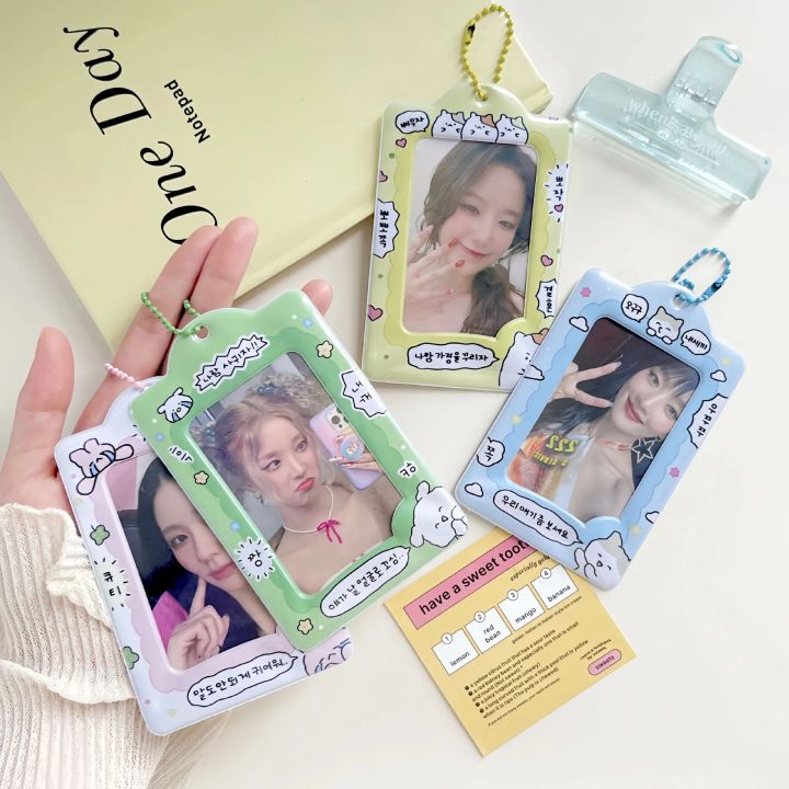 3 Inch Cute Photocard Holder Kpop Card Keychain Anime Binder Photocards