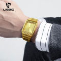 Laibinji Cross border Exclusive Classic Diamond Set Women's Small Square Watch Gold Men's and Women's Watch Couple Watch Quartz Watch.