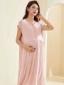 Modal Cotton plus Size Mom Nightdress Dress Pregnant Woman Feeding Nursing Homewear Women's Spring and Summer Maternity Pajamas. 