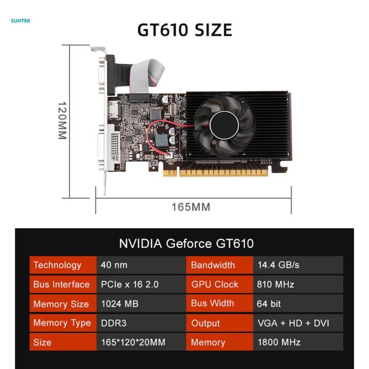Gaming Graphics Card Low Profile 1GB /VGA/ Interface PCIe x16 2.0 DDR3 Computer Accessories