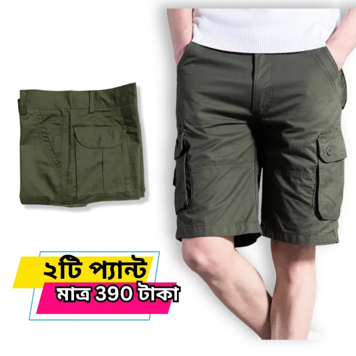 2Pcs%202%20Quarter%20Comfortable%20Cotton%20Cargo%20Shorts%20Half%20Pants%20-%20Men%20-%20Image%208