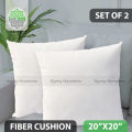 Standard Fiber Cushion, Tissue Fabric, White, (20"x20"), Set of 2.