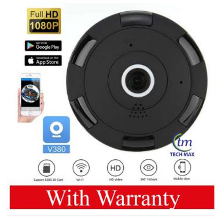 V380 PRO Wifi IP Camera Fish Eye 360 Degree Panoramic Camera VR, 1080P 2.0 MP -Black or White