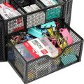 Black Metal Mesh Desk Organizer Pen Stand with Drawe.